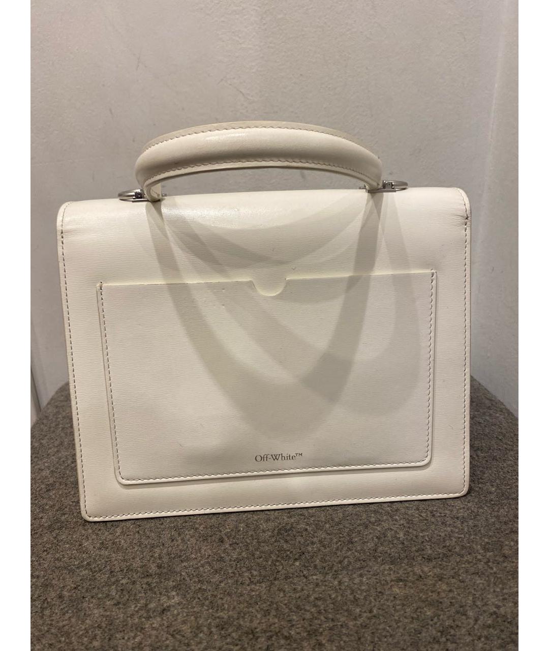 OFF-WHITE Белая кожаная сумка с короткими ручками, фото 2