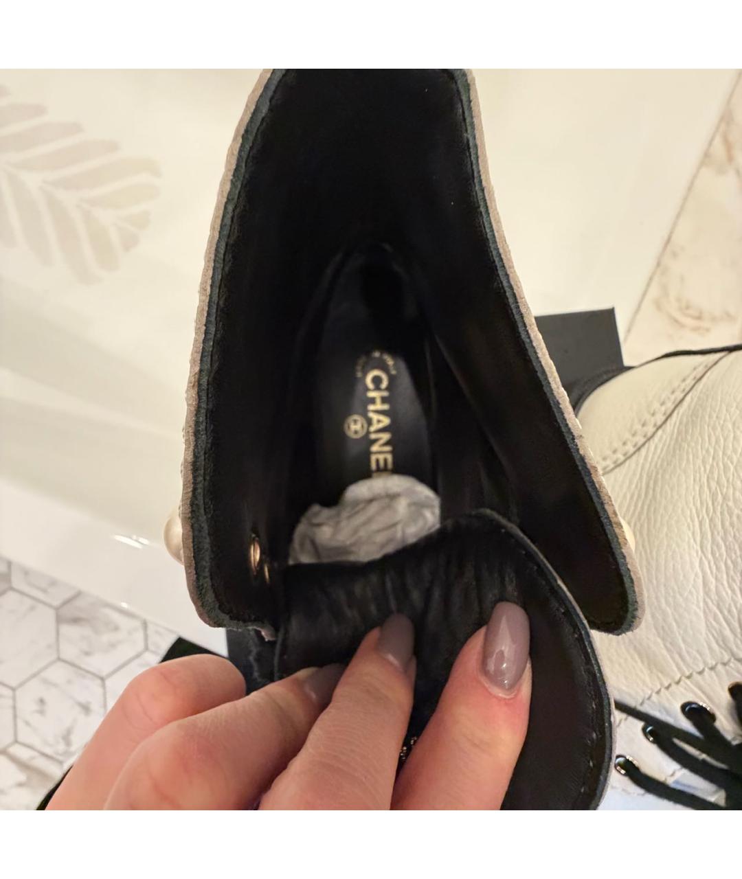 CHANEL Белые кожаные ботинки, фото 8
