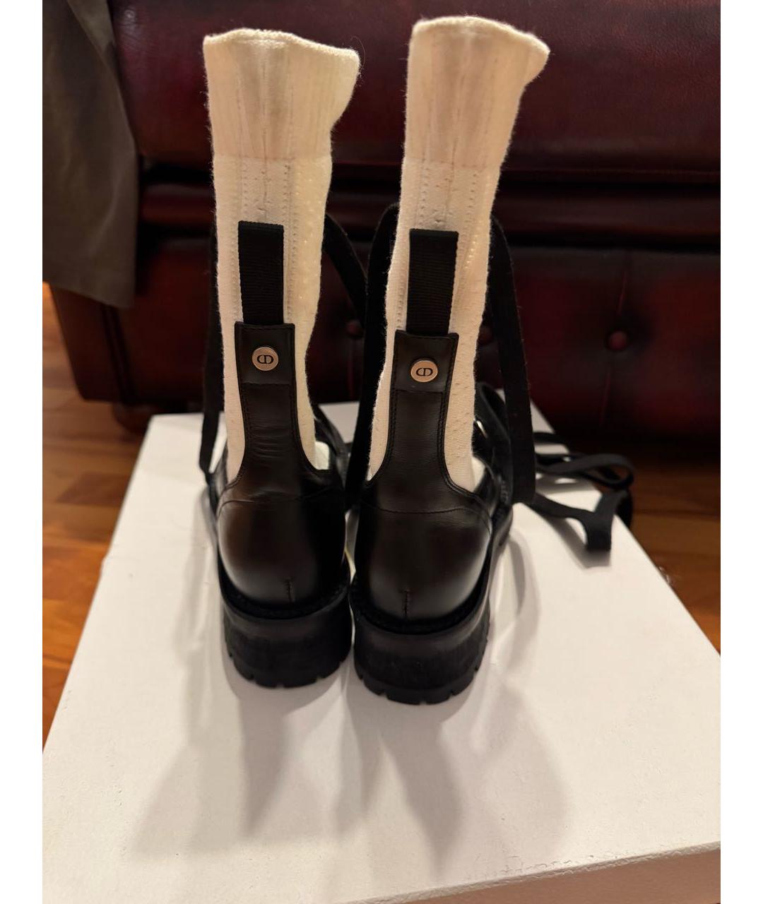 CHRISTIAN DIOR Черные кожаные ботинки, фото 4