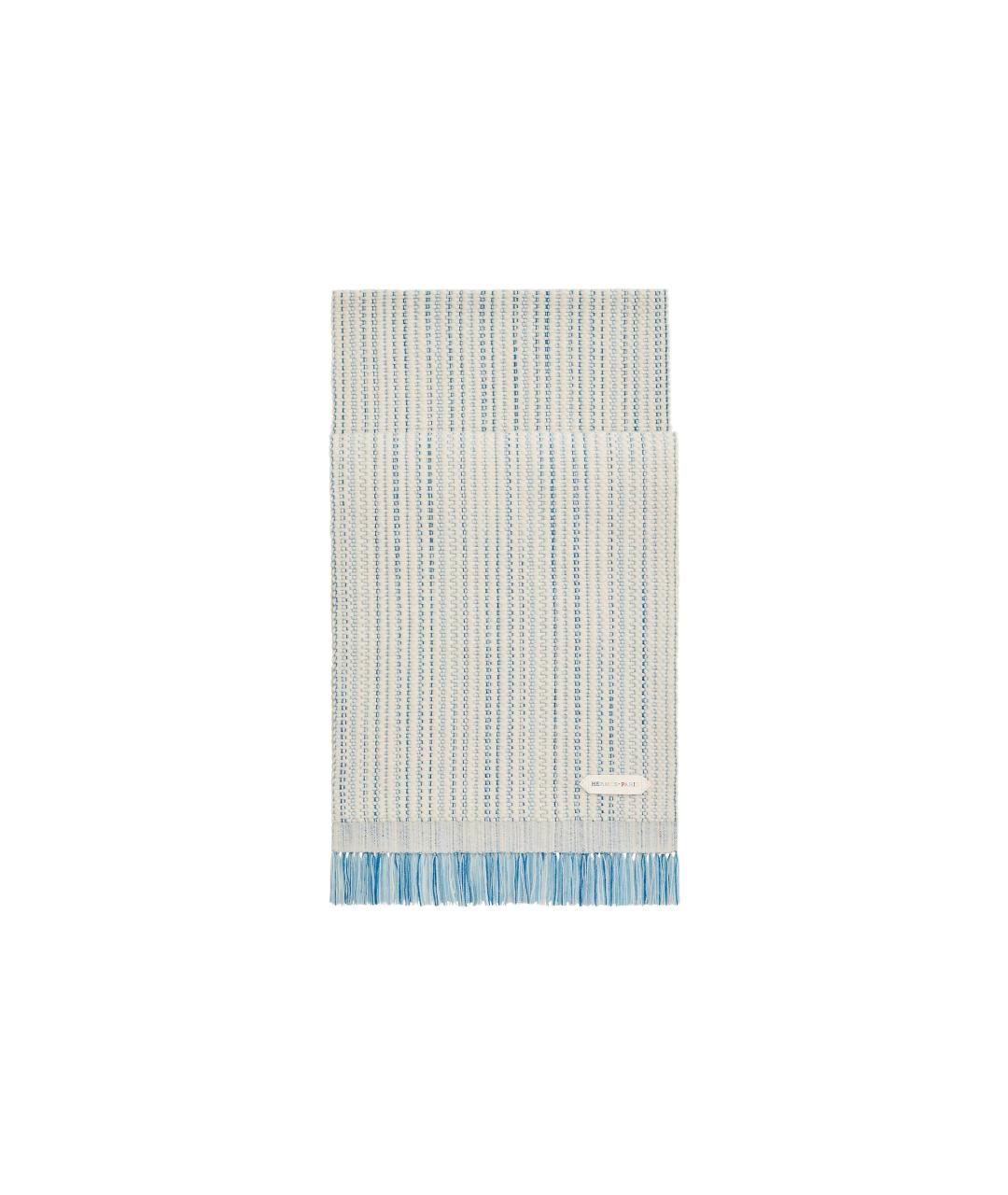 HERMES Голубой кашемировый шарф, фото 1