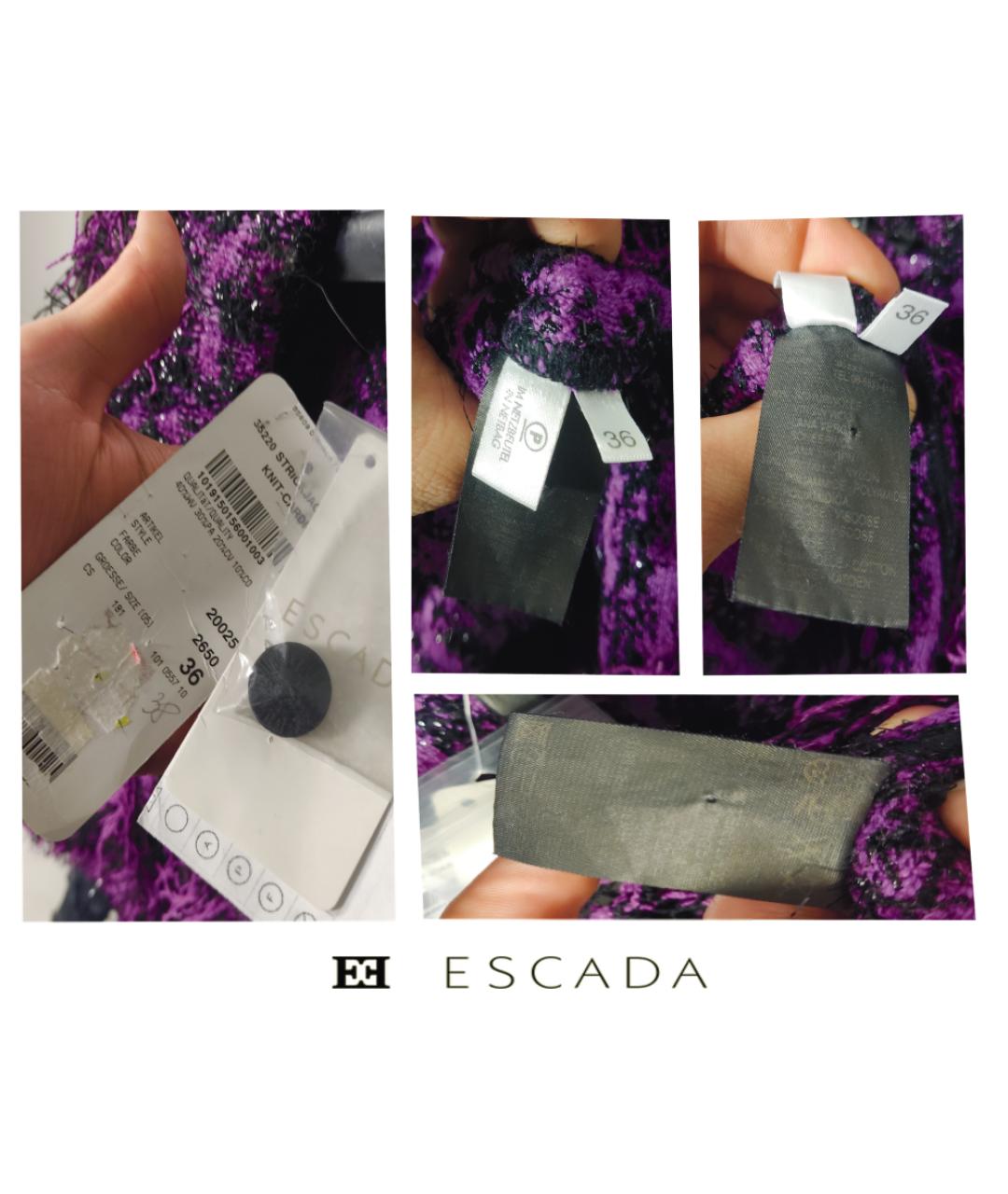 ESCADA Фиолетовый шерстяной жакет/пиджак, фото 4