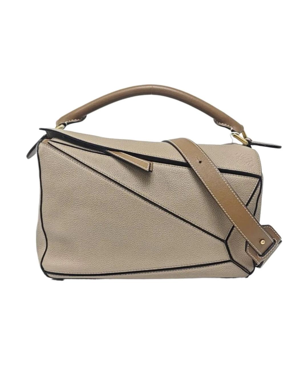 LOEWE Бежевая кожаная сумка тоут, фото 9