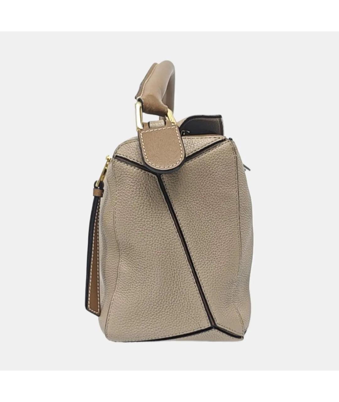 LOEWE Бежевая кожаная сумка тоут, фото 3