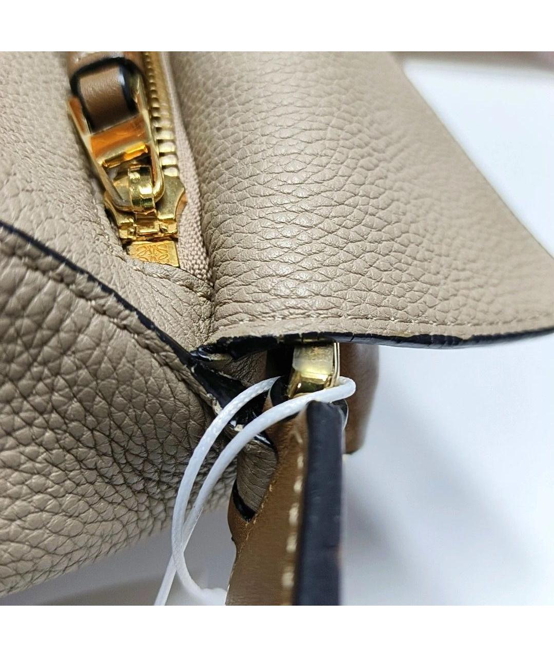 LOEWE Бежевая кожаная сумка тоут, фото 7