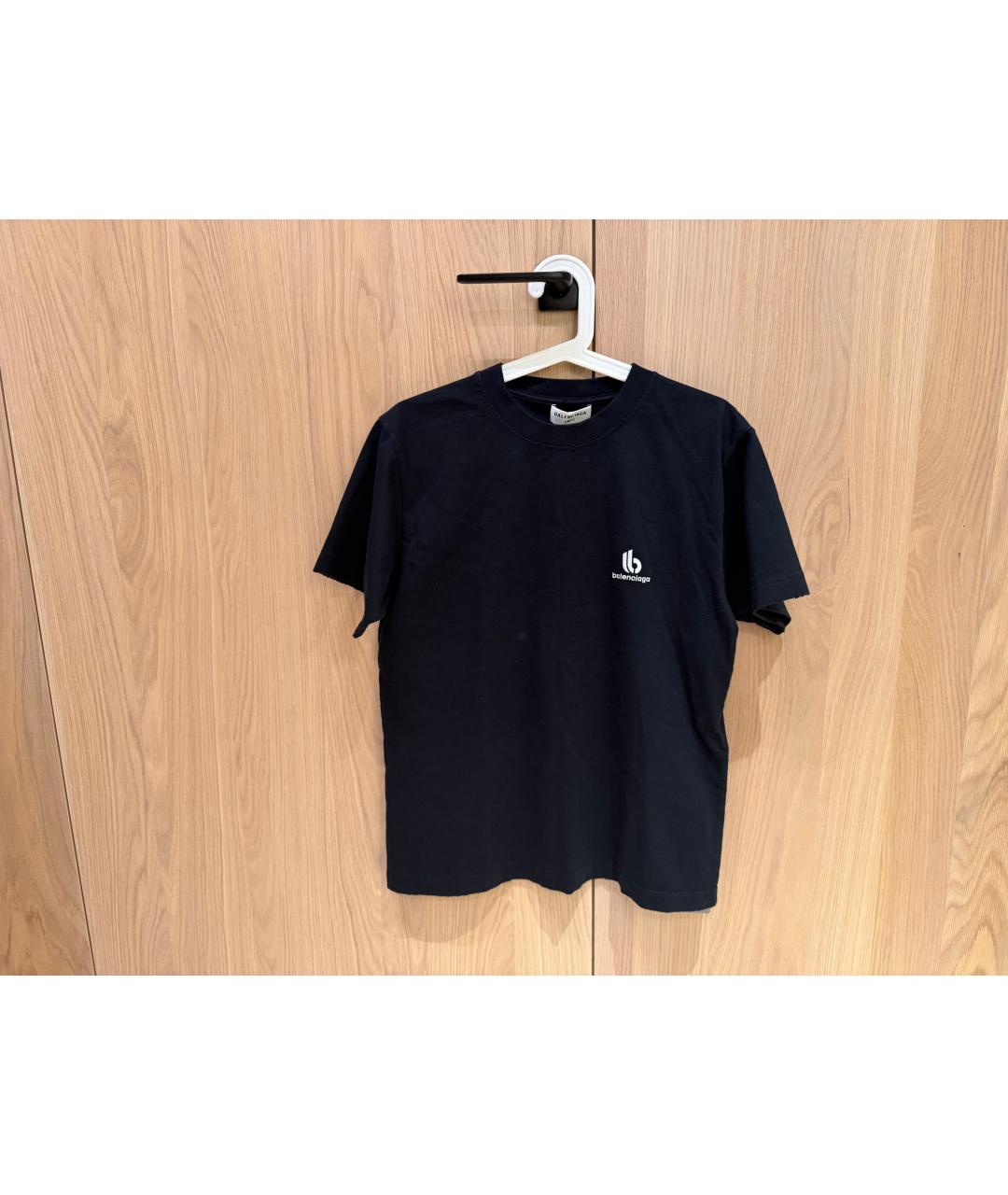 BALENCIAGA Черная хлопко-эластановая футболка, фото 2