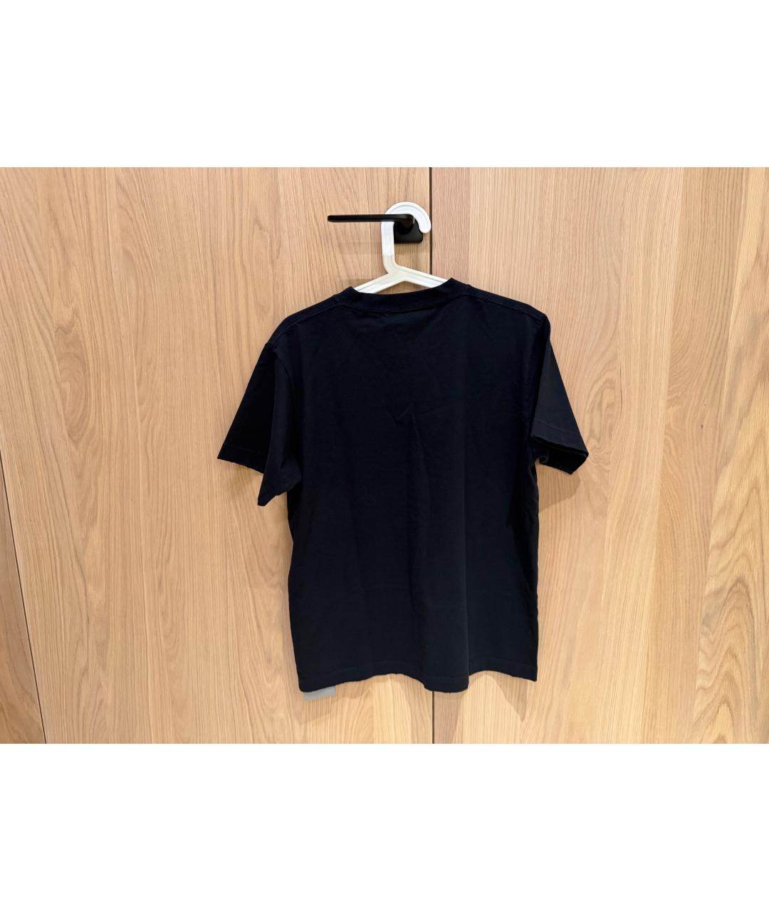 BALENCIAGA Черная хлопко-эластановая футболка, фото 3