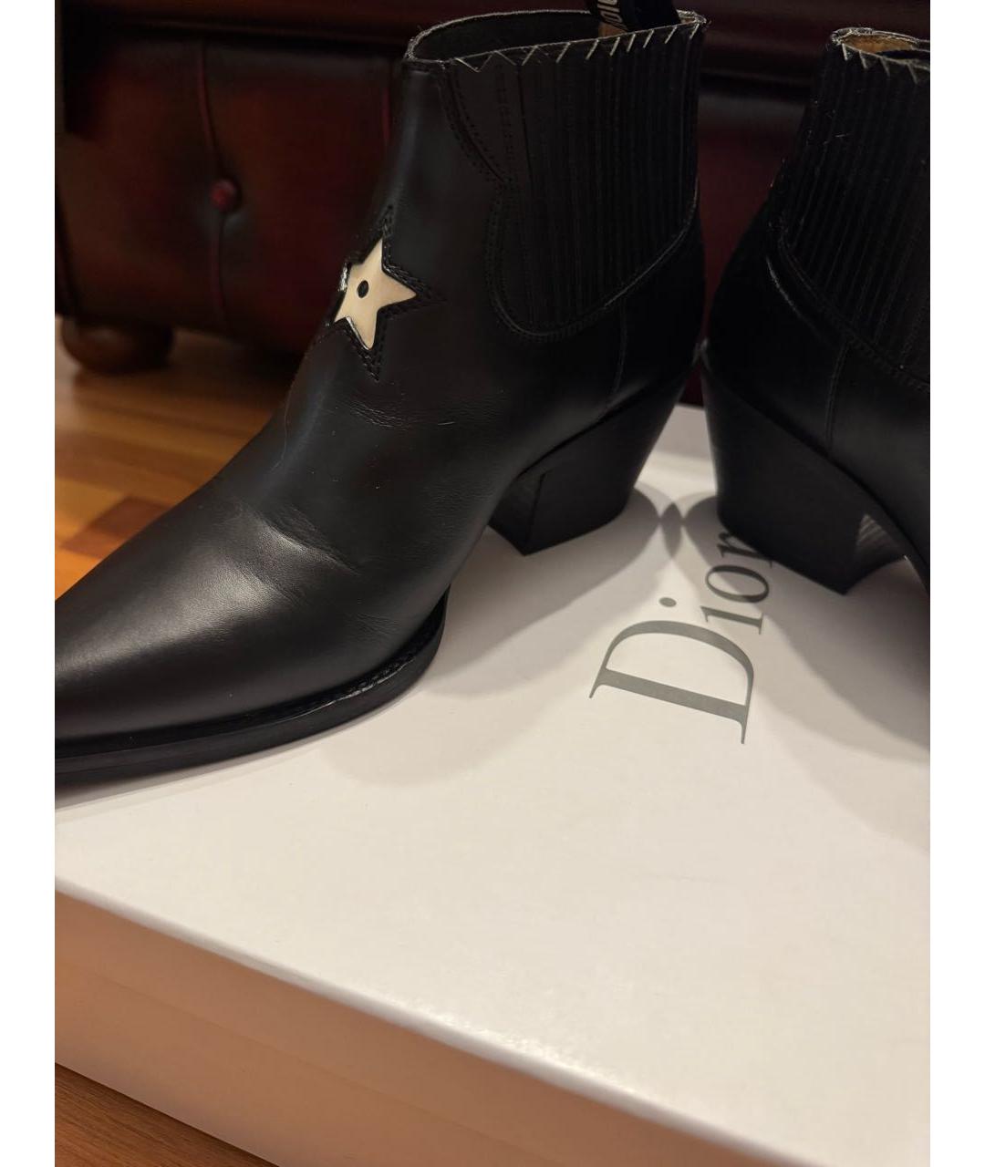 CHRISTIAN DIOR Черные кожаные ботильоны, фото 4