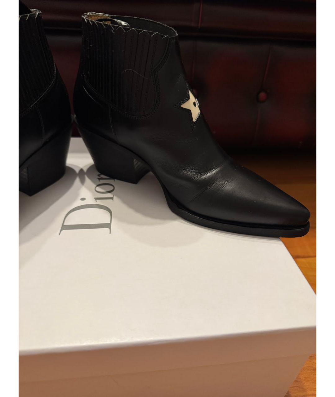 CHRISTIAN DIOR Черные кожаные ботильоны, фото 3