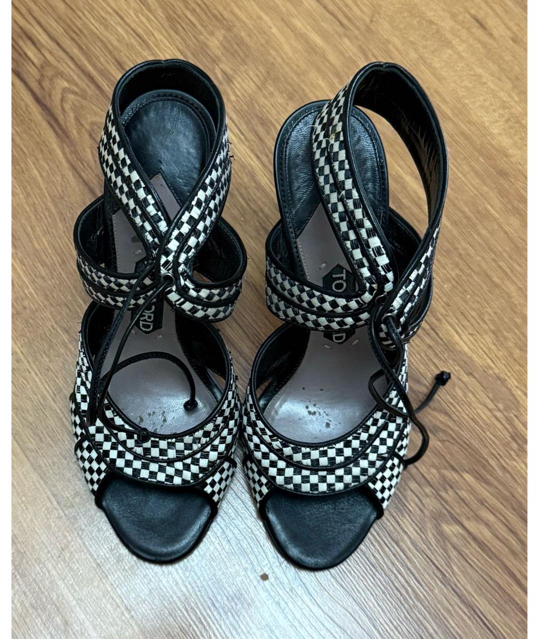 TOM FORD Черные текстильные босоножки, фото 2