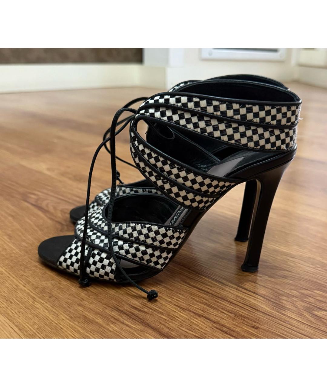 TOM FORD Черные текстильные босоножки, фото 5