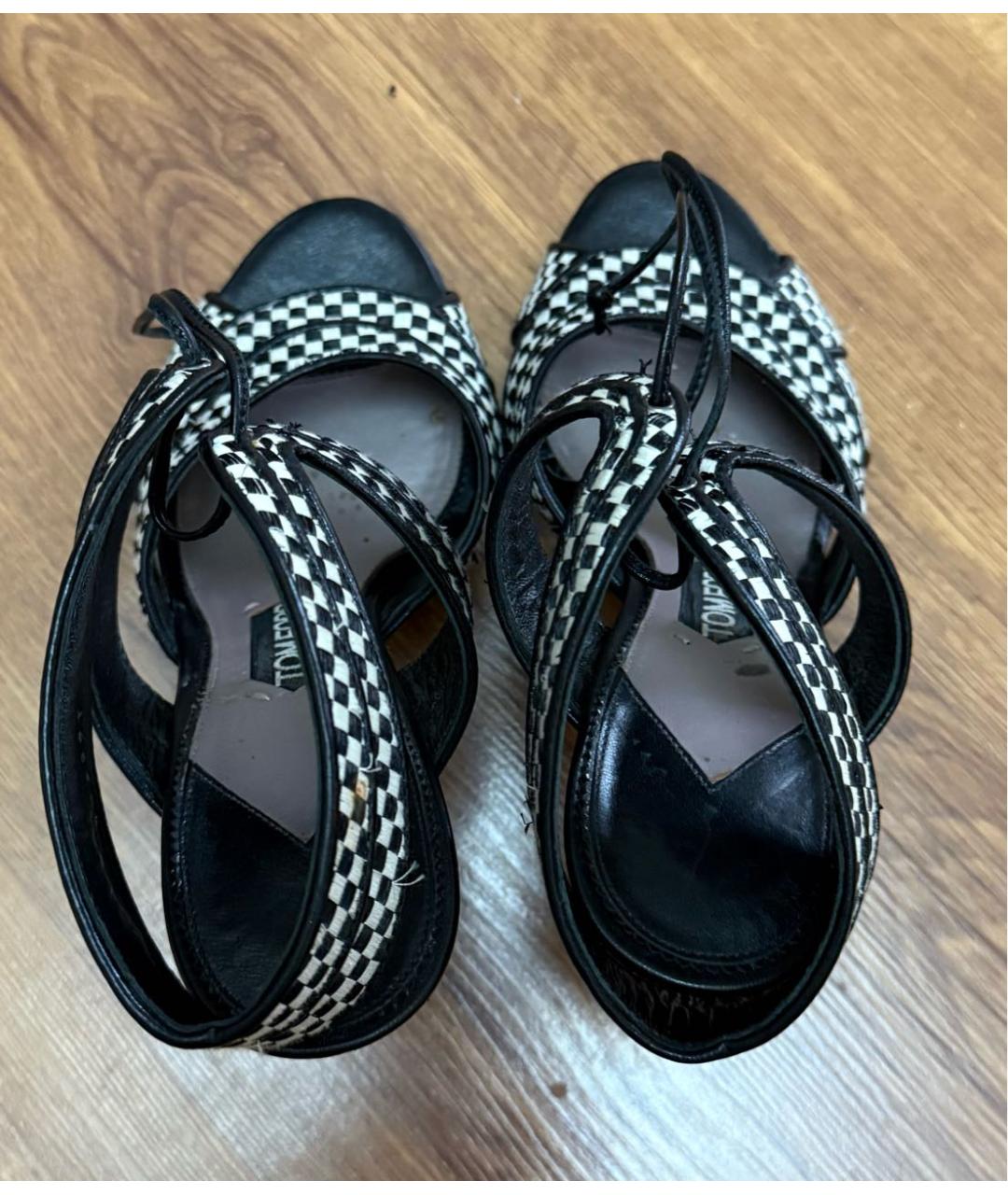 TOM FORD Черные текстильные босоножки, фото 3