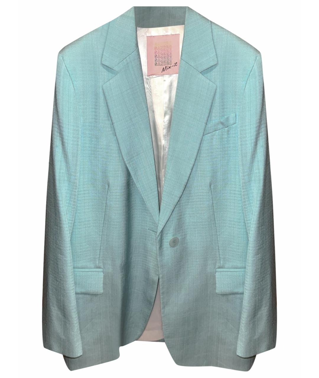 SANDRO Бирюзовый вискозный жакет/пиджак, фото 1