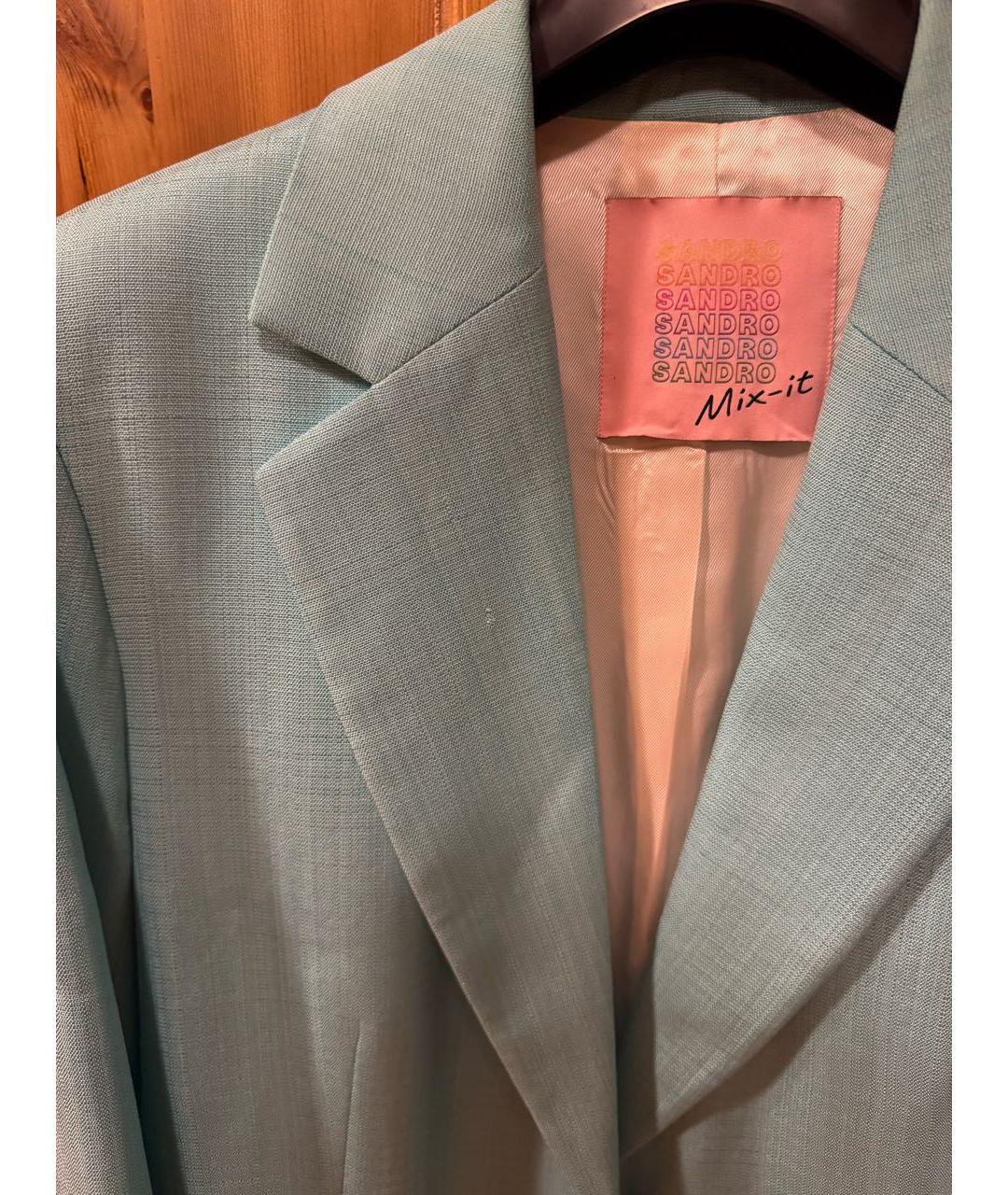 SANDRO Бирюзовый вискозный жакет/пиджак, фото 2