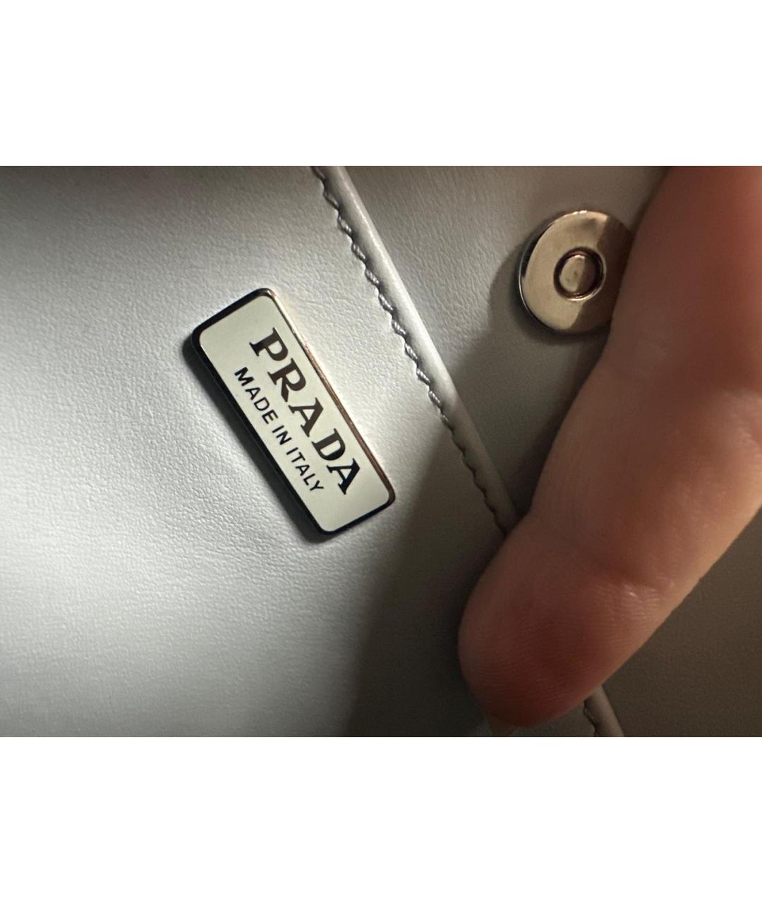 PRADA Белая кожаная сумка через плечо, фото 6