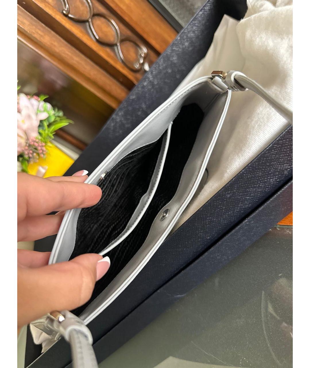 PRADA Белая кожаная сумка через плечо, фото 4