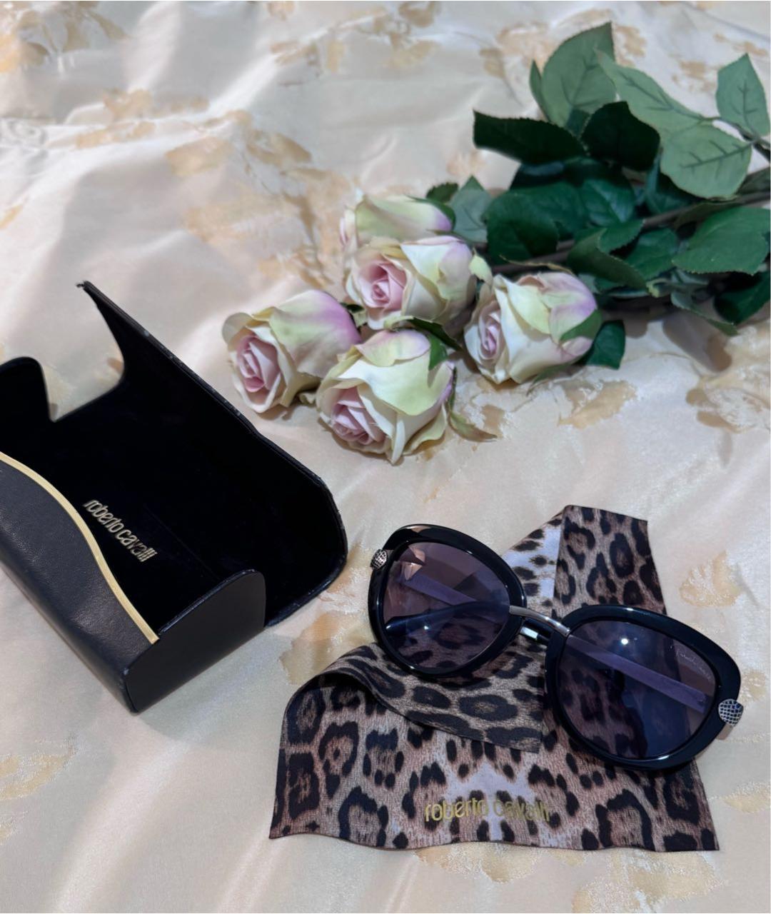 ROBERTO CAVALLI Черные пластиковые солнцезащитные очки, фото 4