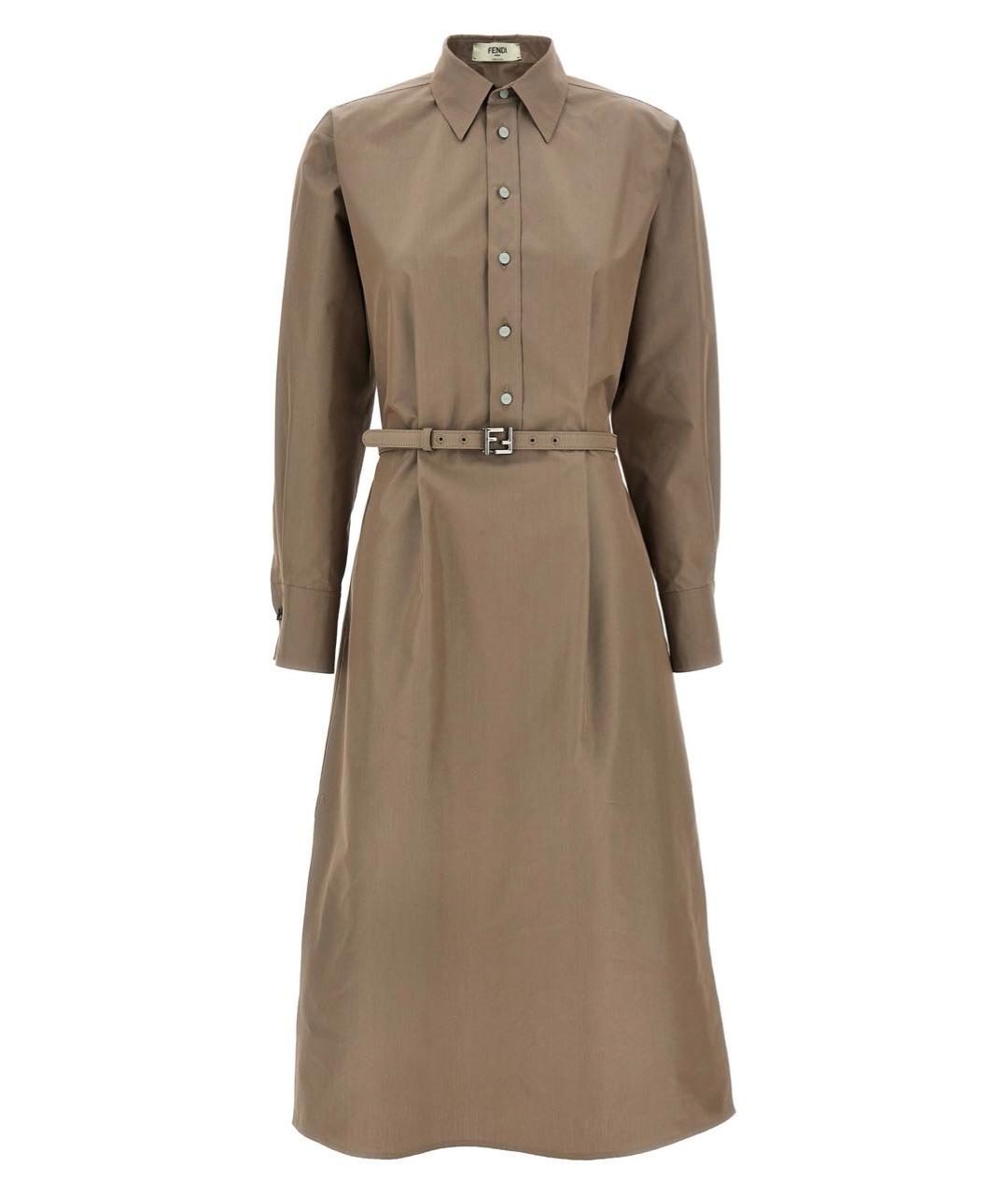 FENDI Коричневое хлопковое повседневное платье, фото 1
