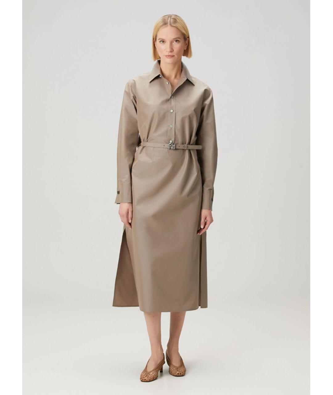 FENDI Коричневое хлопковое повседневное платье, фото 7