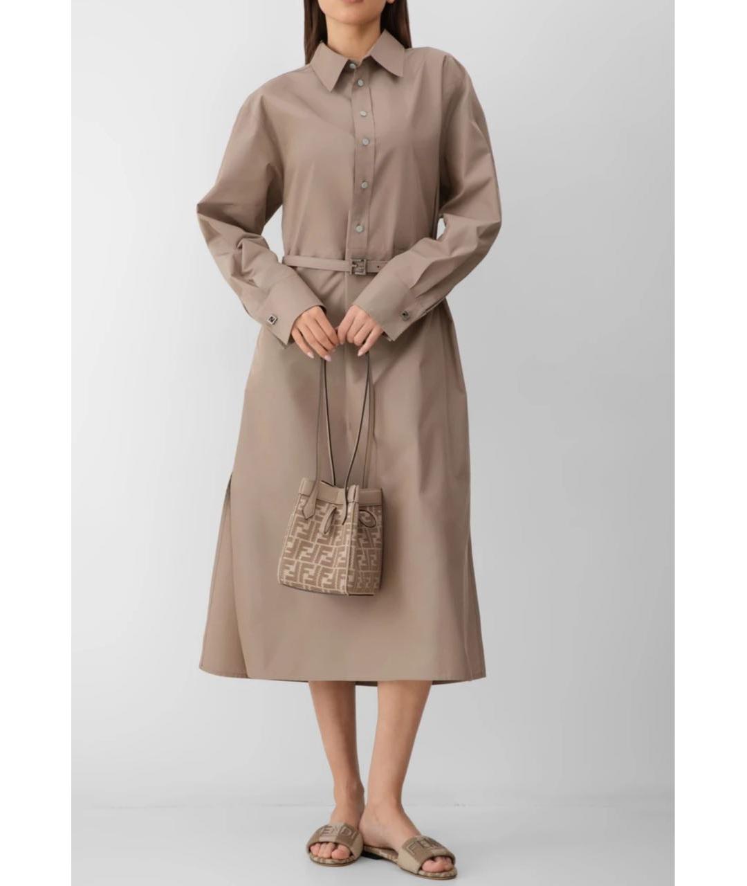 FENDI Коричневое хлопковое повседневное платье, фото 2