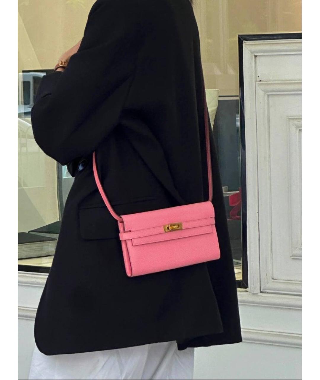 HERMES Розовая кожаная сумка через плечо, фото 7