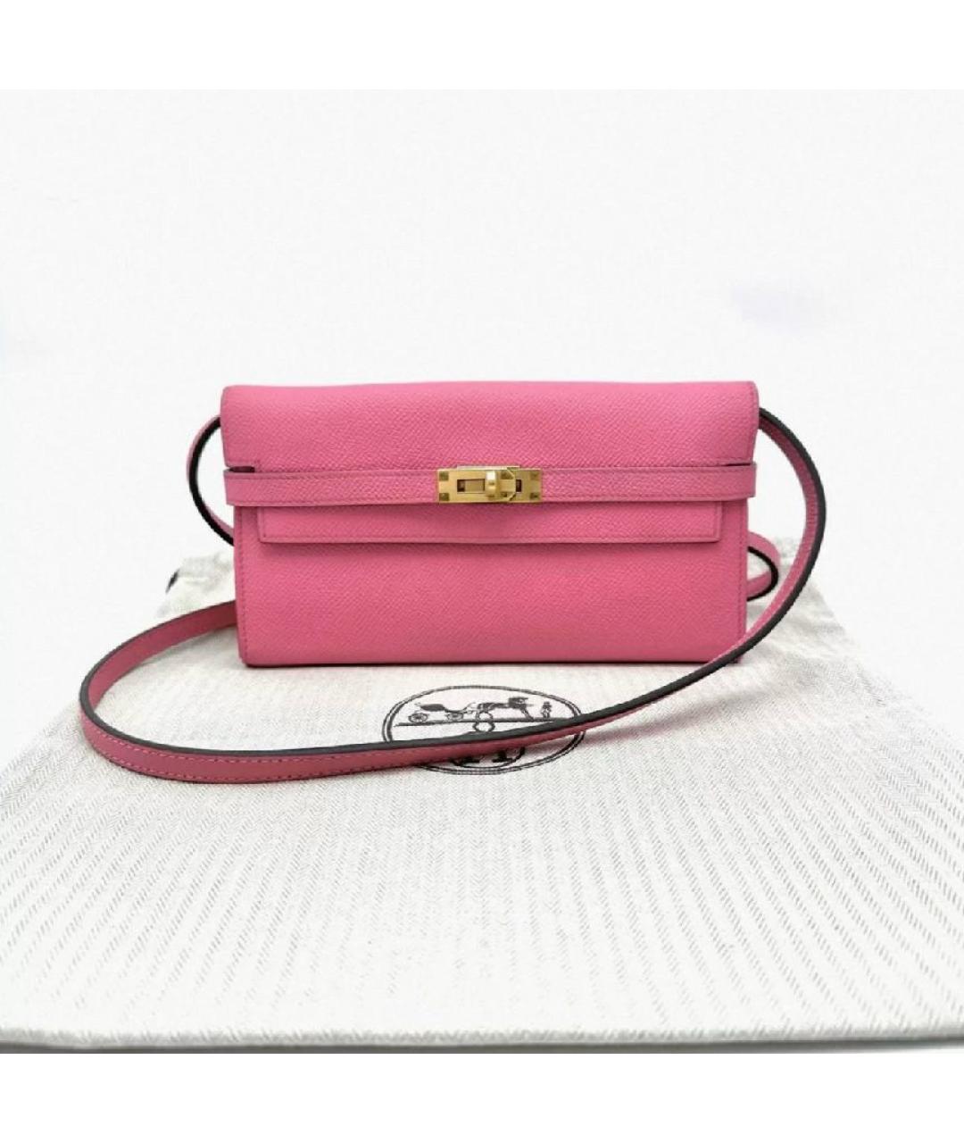 HERMES Розовая кожаная сумка через плечо, фото 9