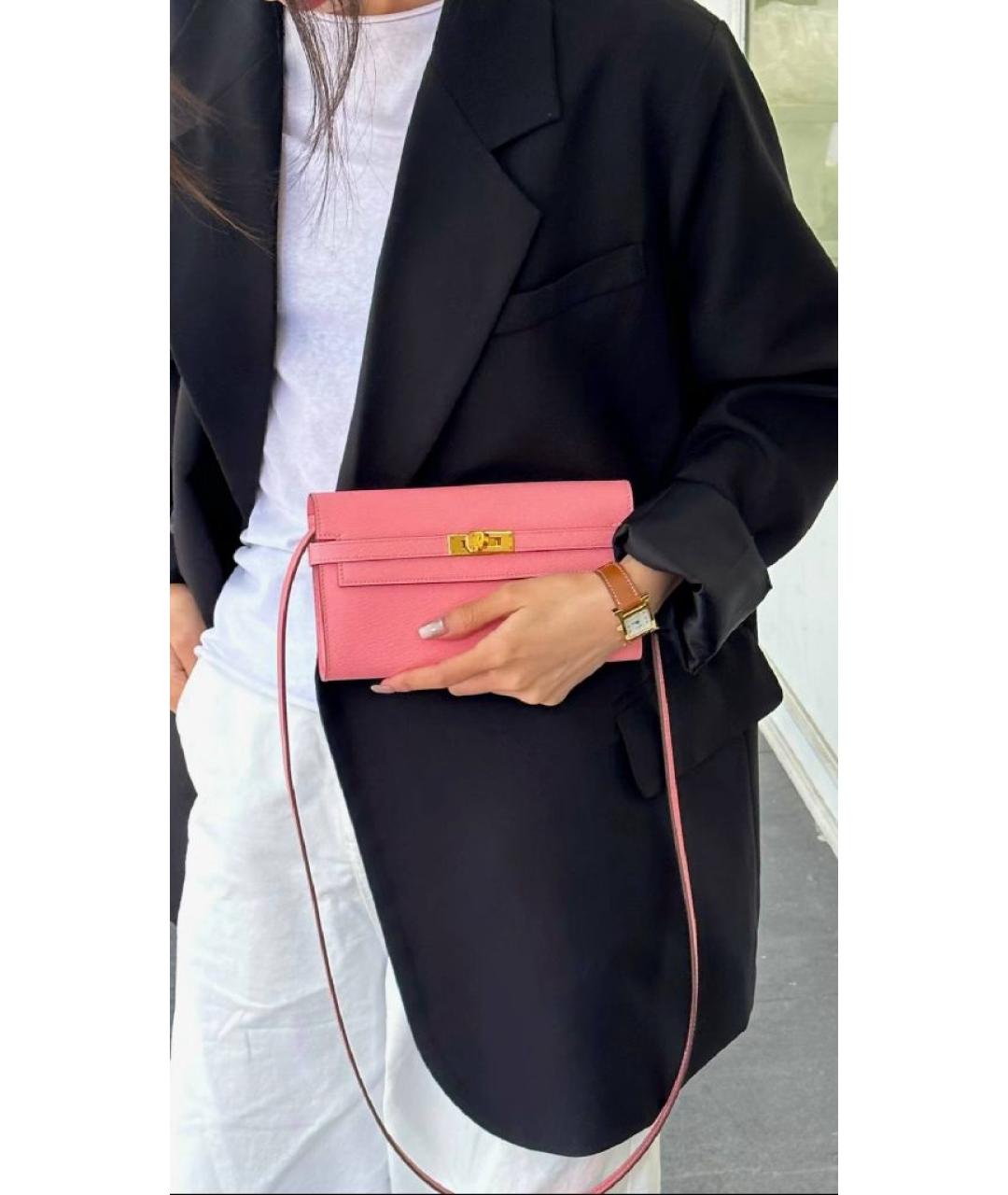 HERMES Розовая кожаная сумка через плечо, фото 8