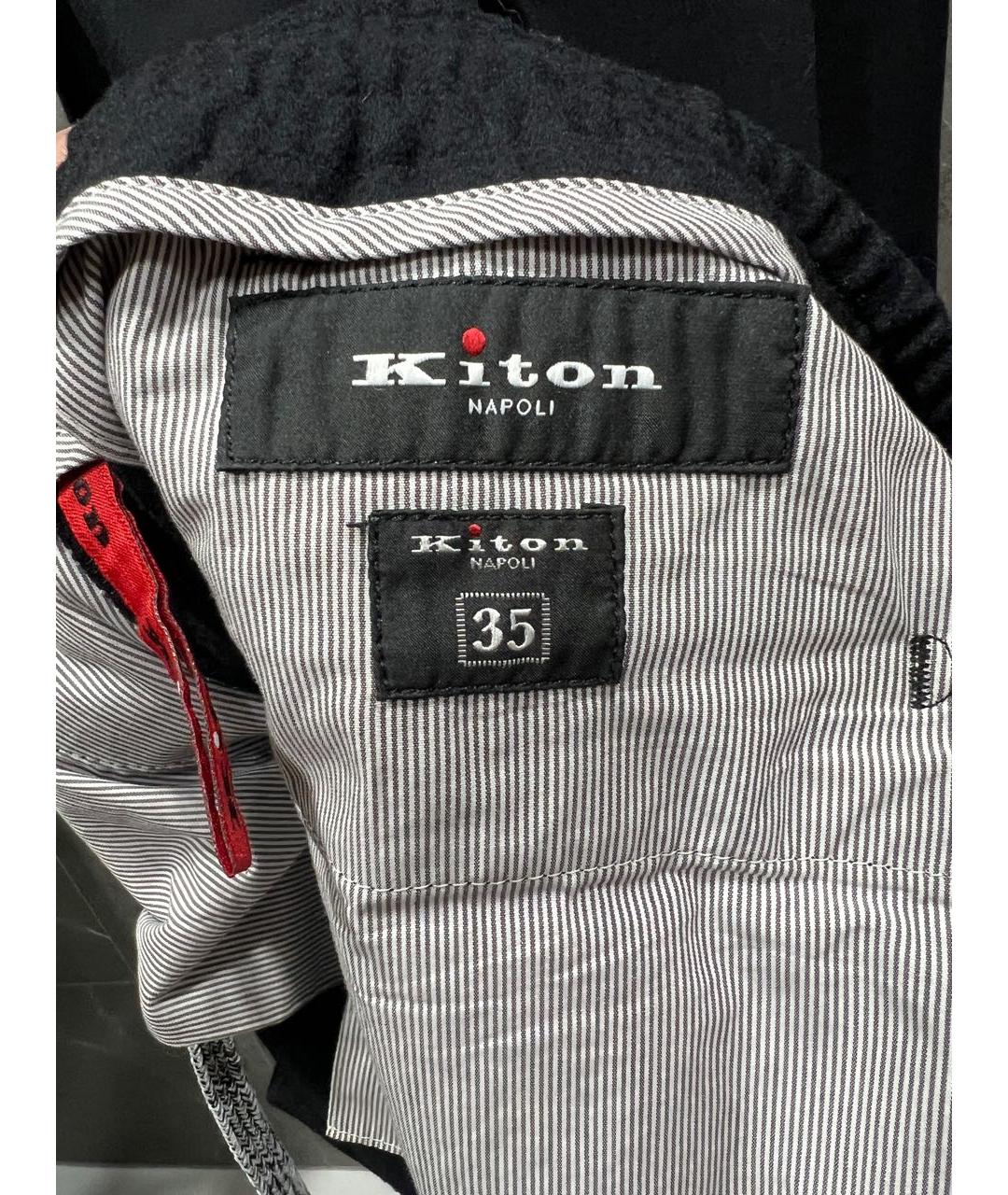 KITON Черные шерстяные повседневные брюки, фото 4