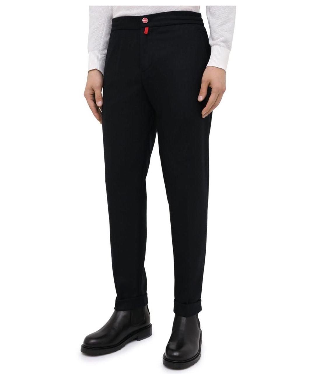 KITON Черные шерстяные повседневные брюки, фото 3