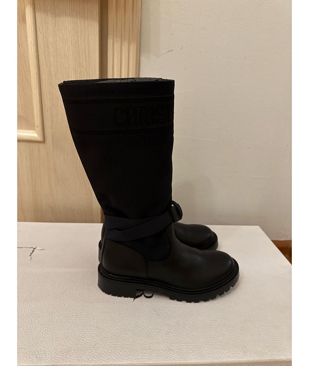 CHRISTIAN DIOR Темно-синие текстильные сапоги, фото 5