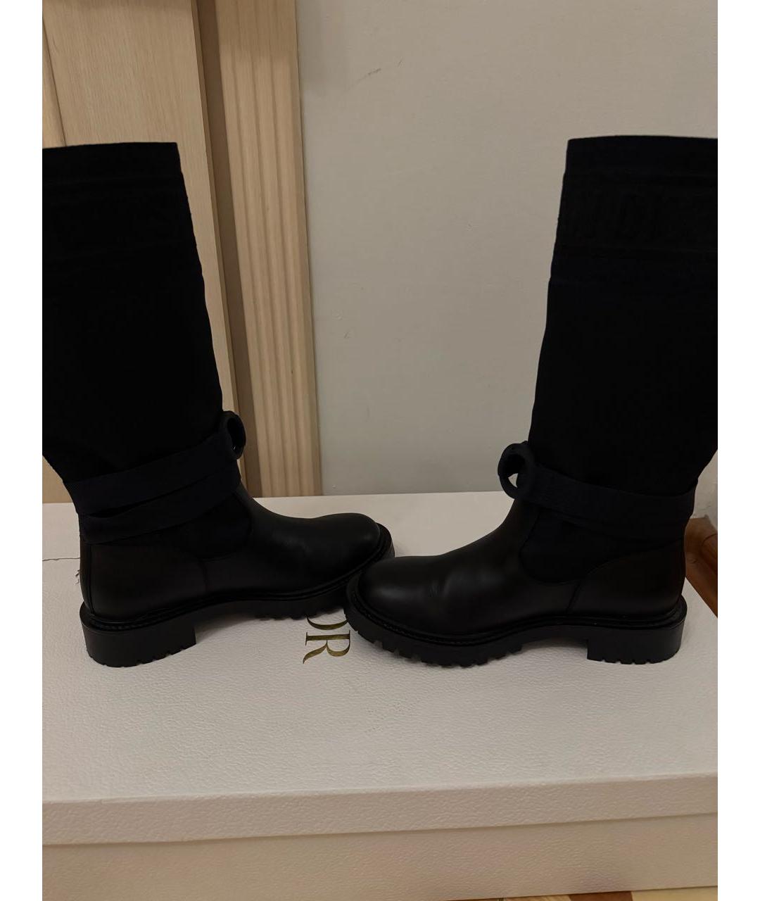 CHRISTIAN DIOR Темно-синие текстильные сапоги, фото 4