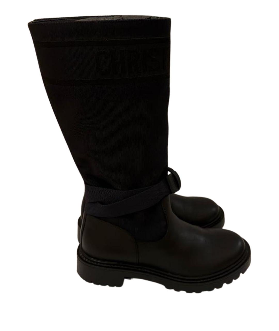 CHRISTIAN DIOR Темно-синие текстильные сапоги, фото 1