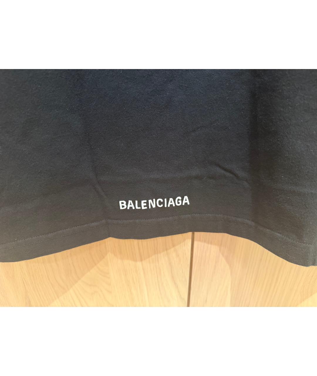 BALENCIAGA Черная хлопко-эластановая футболка, фото 3