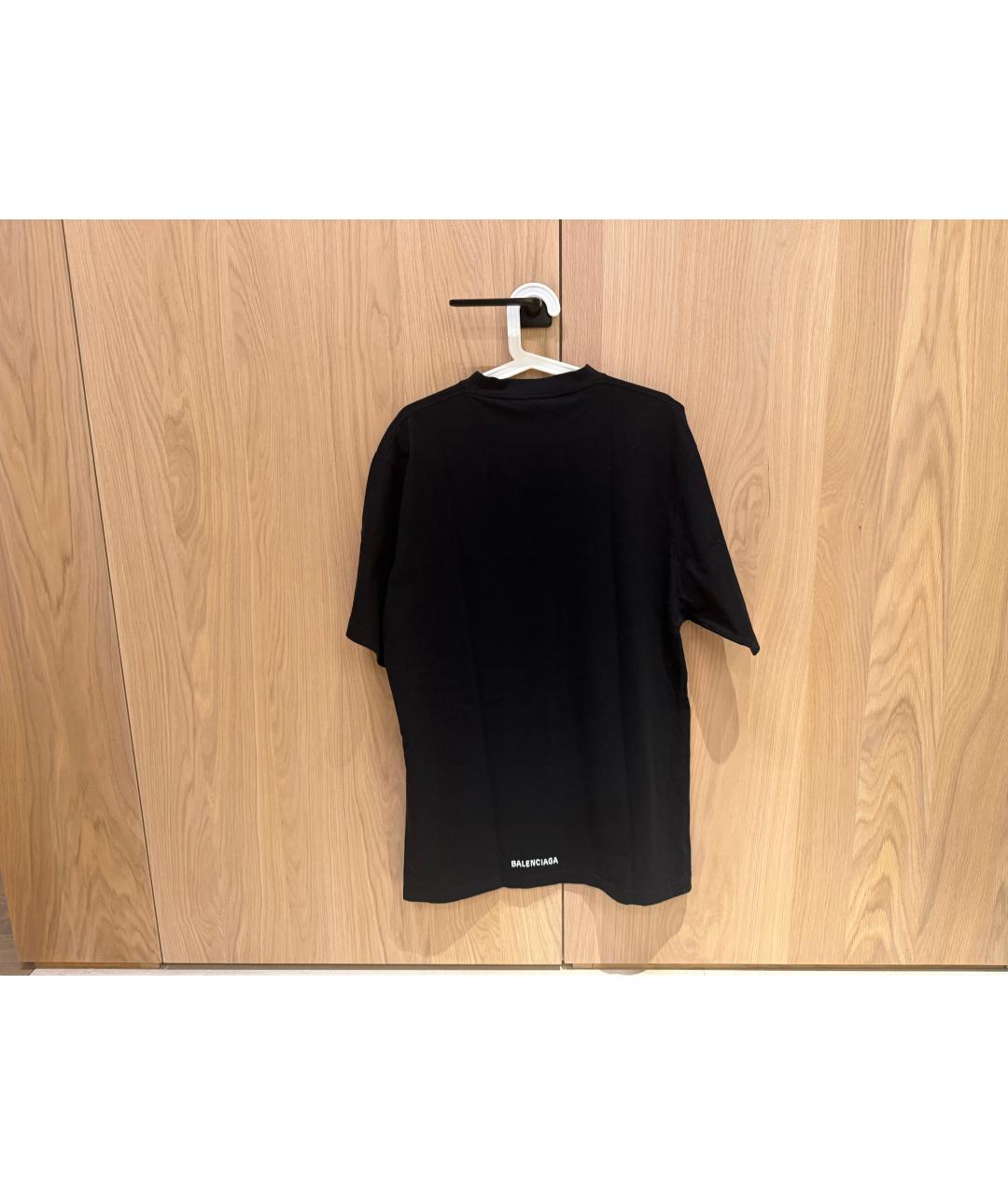 BALENCIAGA Черная хлопко-эластановая футболка, фото 2