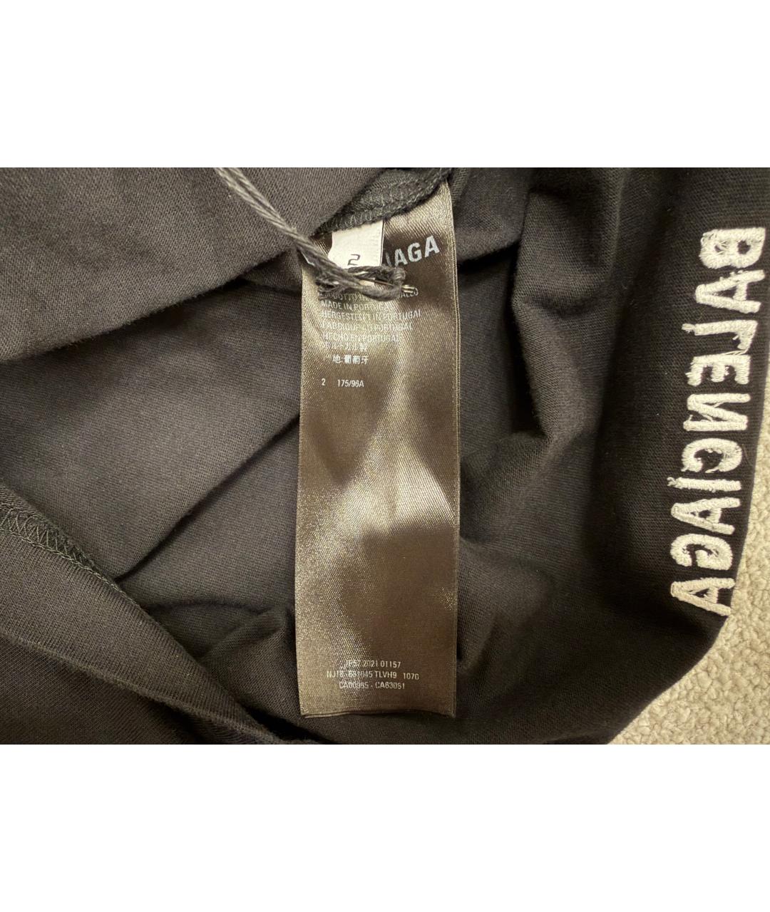 BALENCIAGA Черная хлопко-эластановая футболка, фото 6