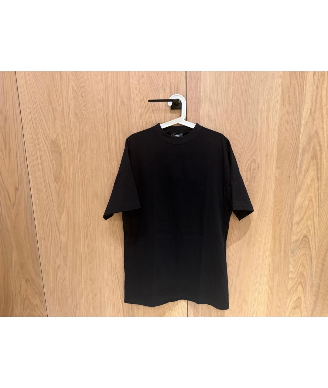 BALENCIAGA Черная хлопко-эластановая футболка, фото 8