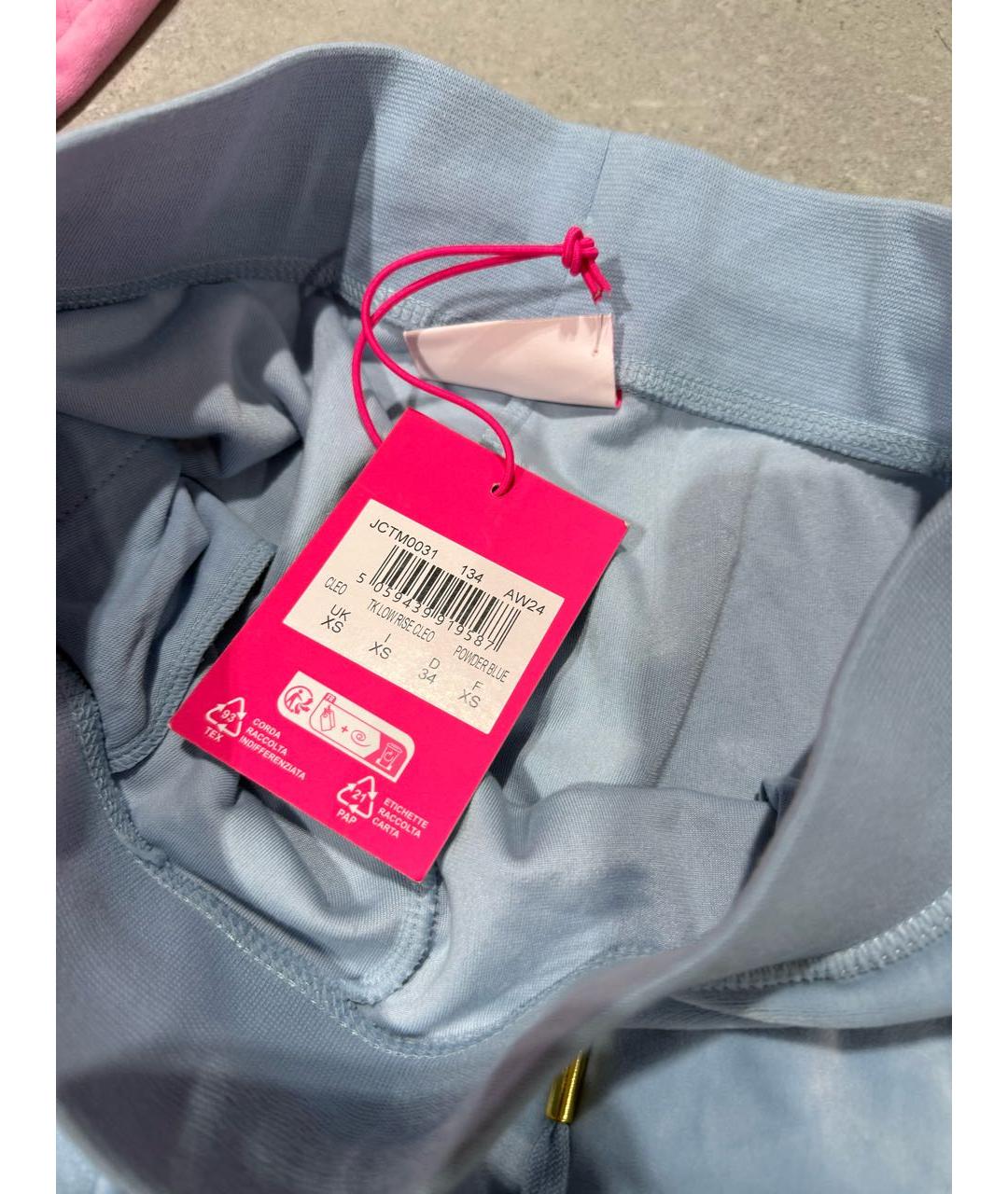 JUICY COUTURE Голубые велюровые брюки широкие, фото 5