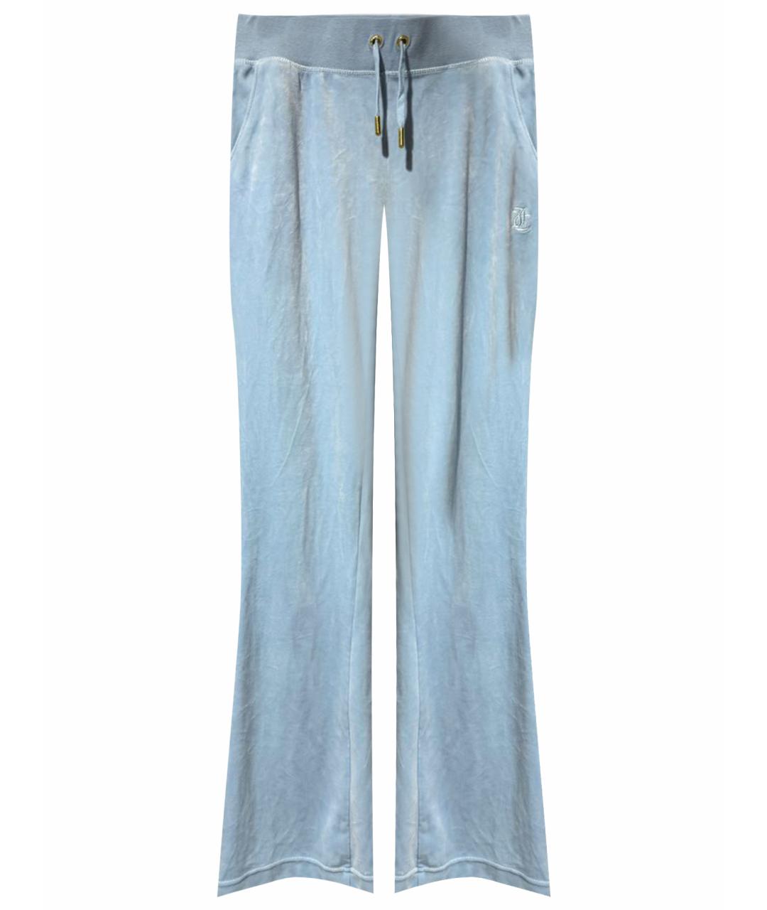 JUICY COUTURE Голубые велюровые брюки широкие, фото 1