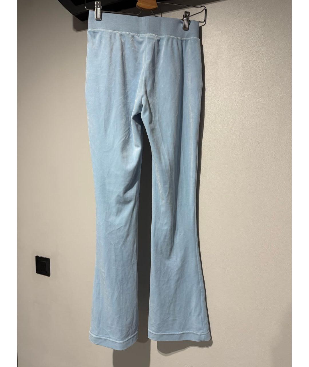 JUICY COUTURE Голубые велюровые брюки широкие, фото 2