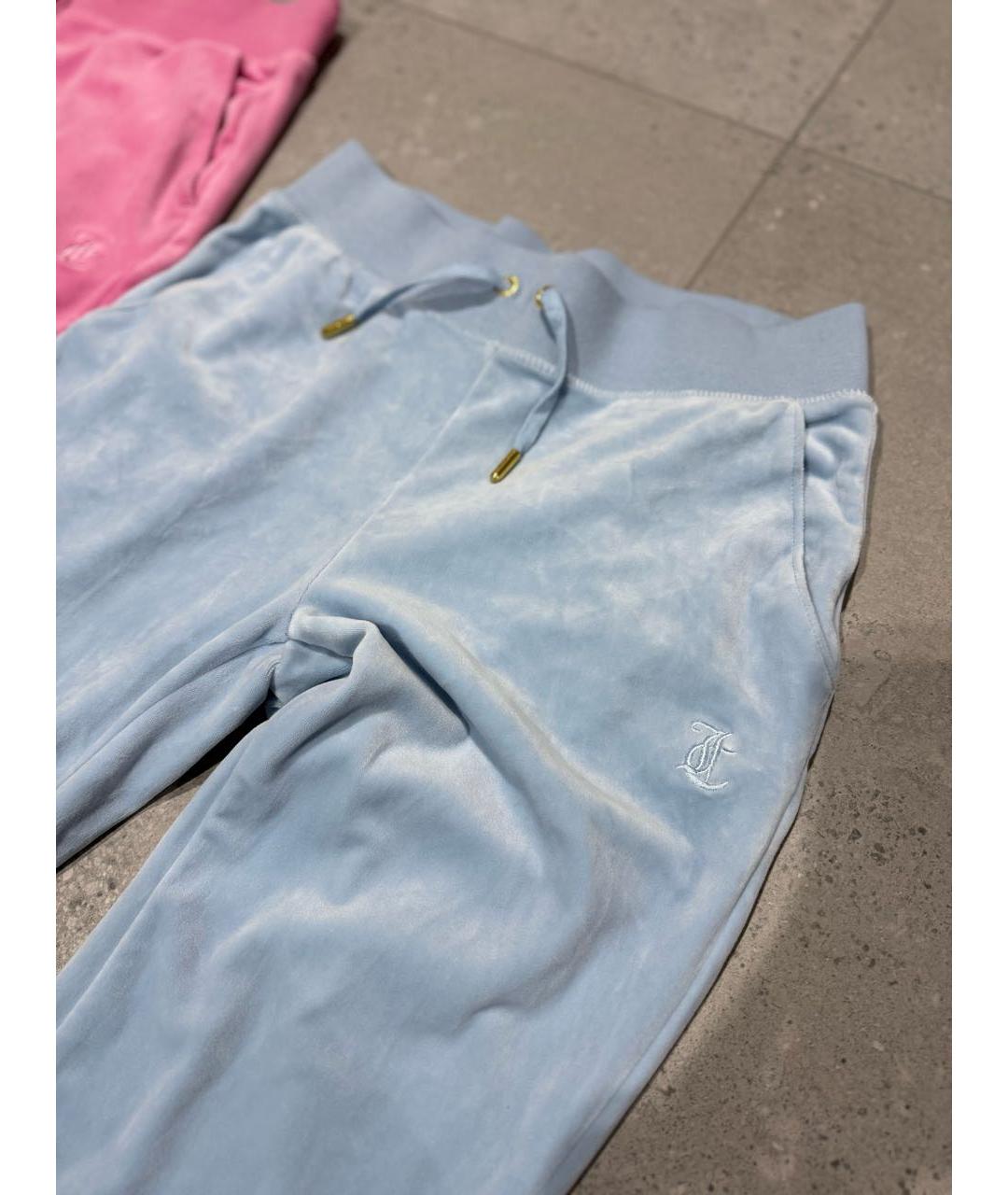 JUICY COUTURE Голубые велюровые брюки широкие, фото 6