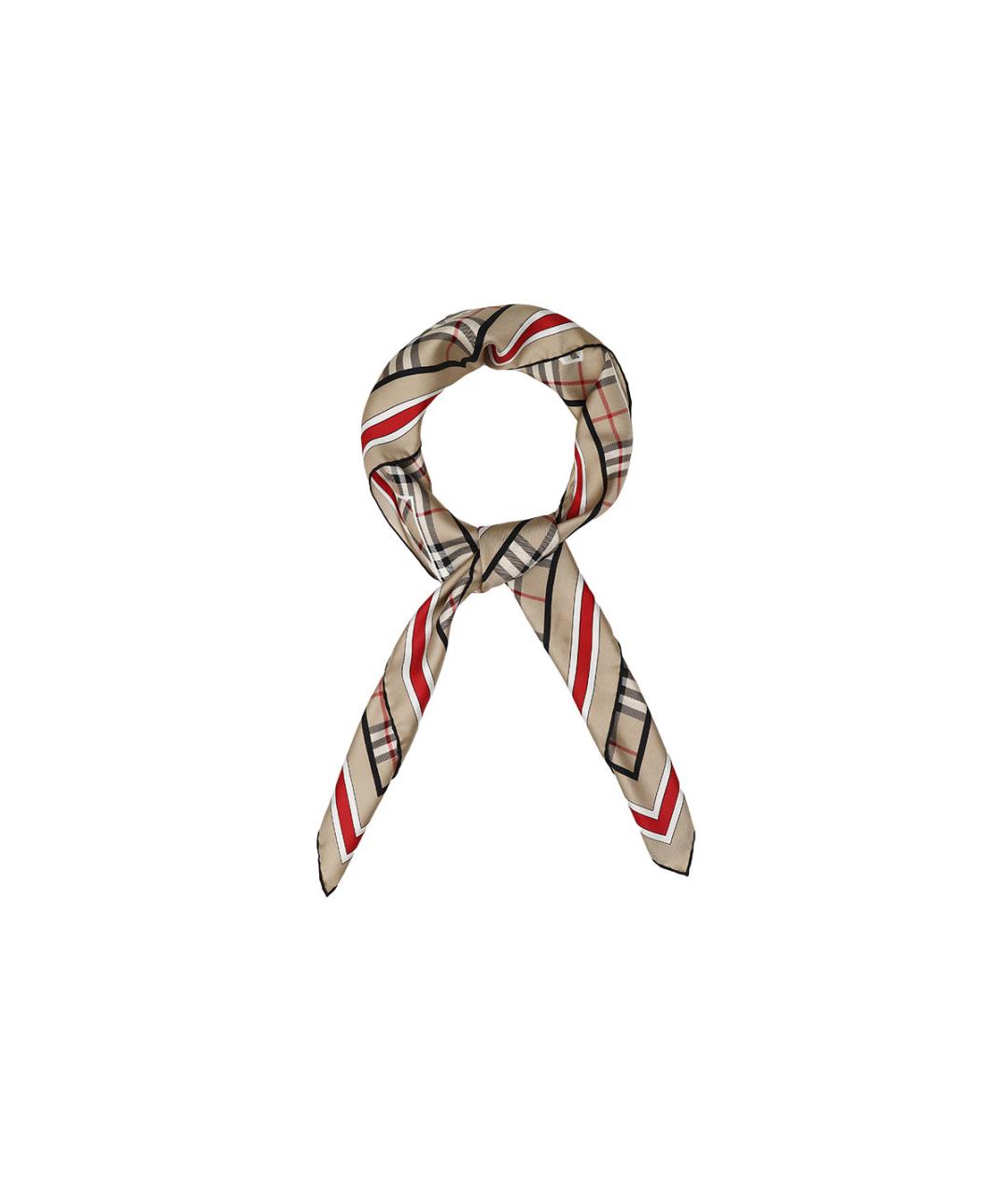 BURBERRY Коричневый шелковый шарф, фото 6