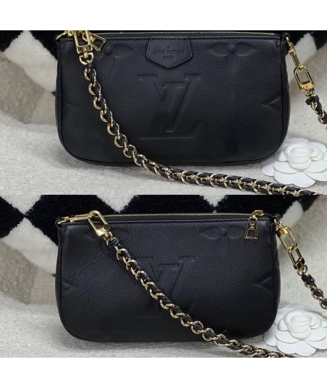 LOUIS VUITTON Черная кожаная сумка через плечо, фото 2