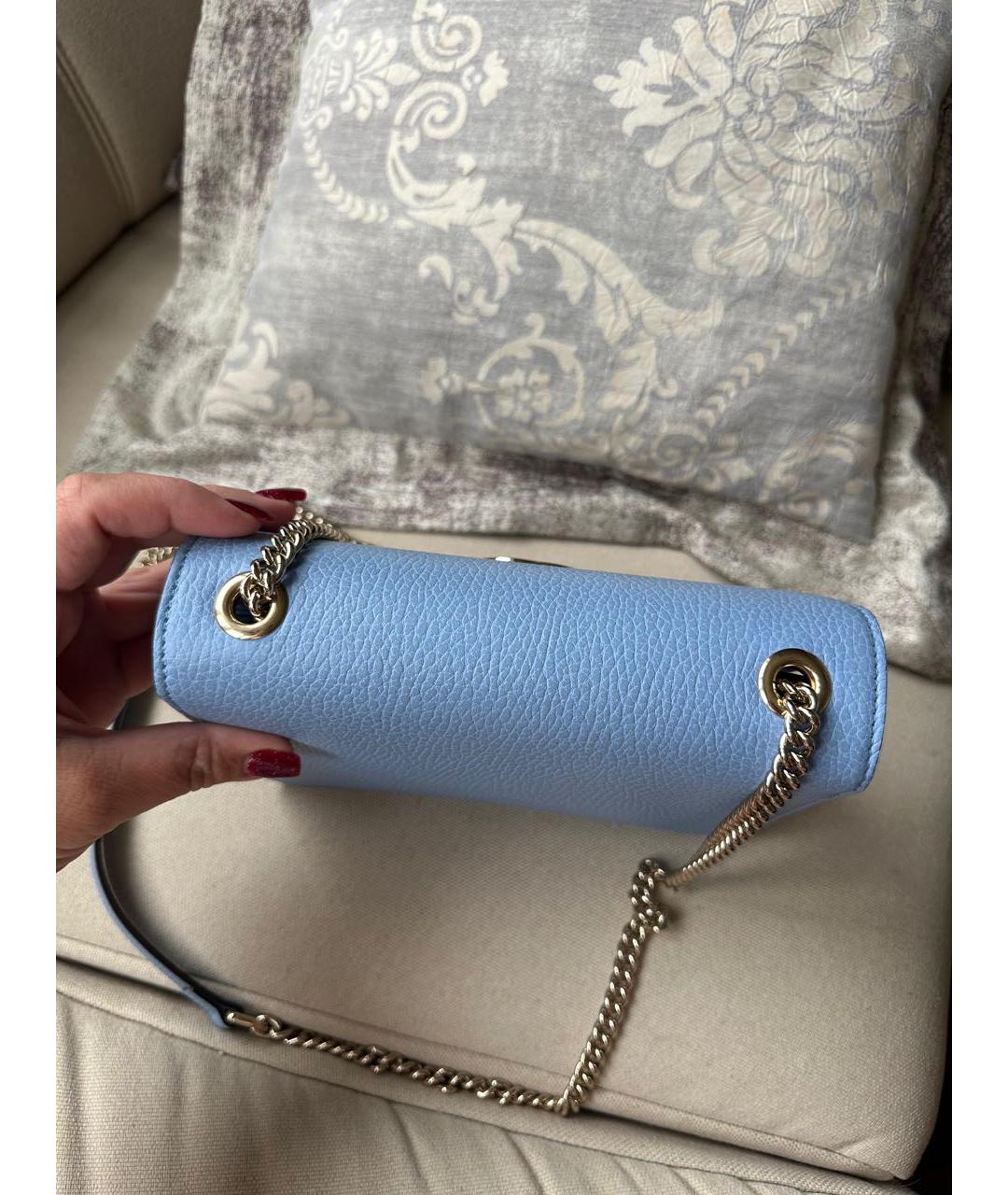 GUCCI Голубая кожаная сумка через плечо, фото 6