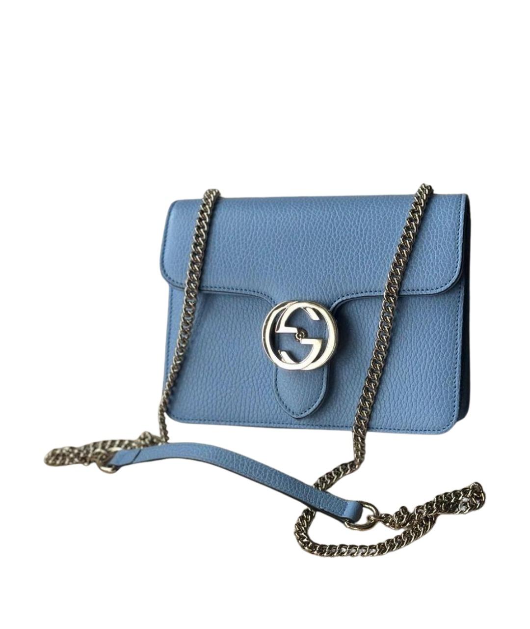 GUCCI Голубая кожаная сумка через плечо, фото 1
