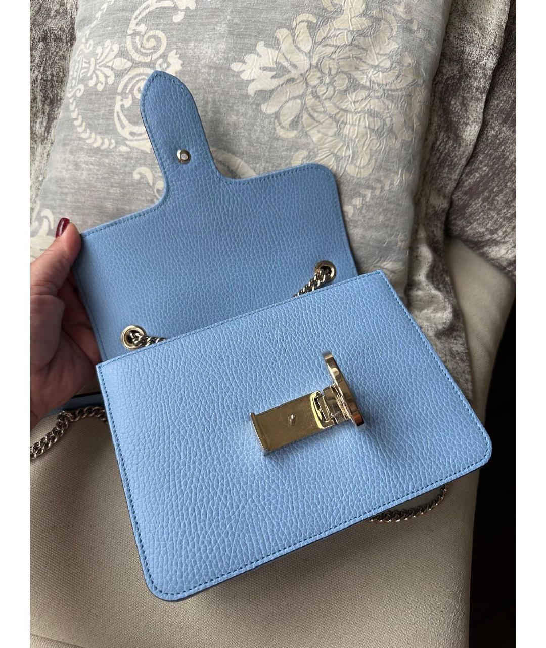 GUCCI Голубая кожаная сумка через плечо, фото 7