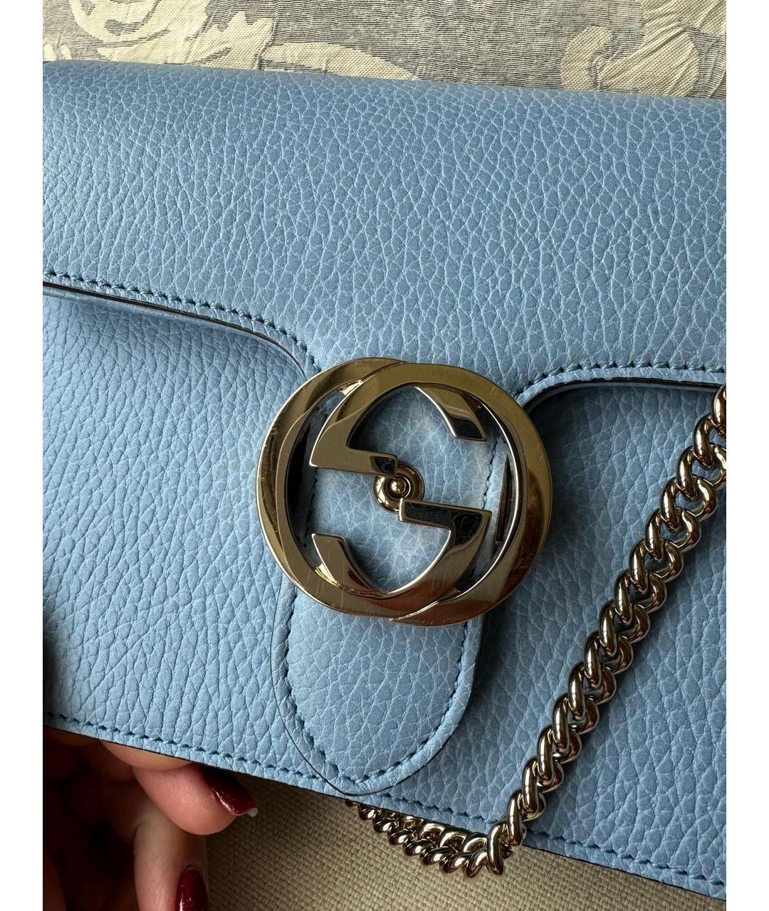 GUCCI Голубая кожаная сумка через плечо, фото 5