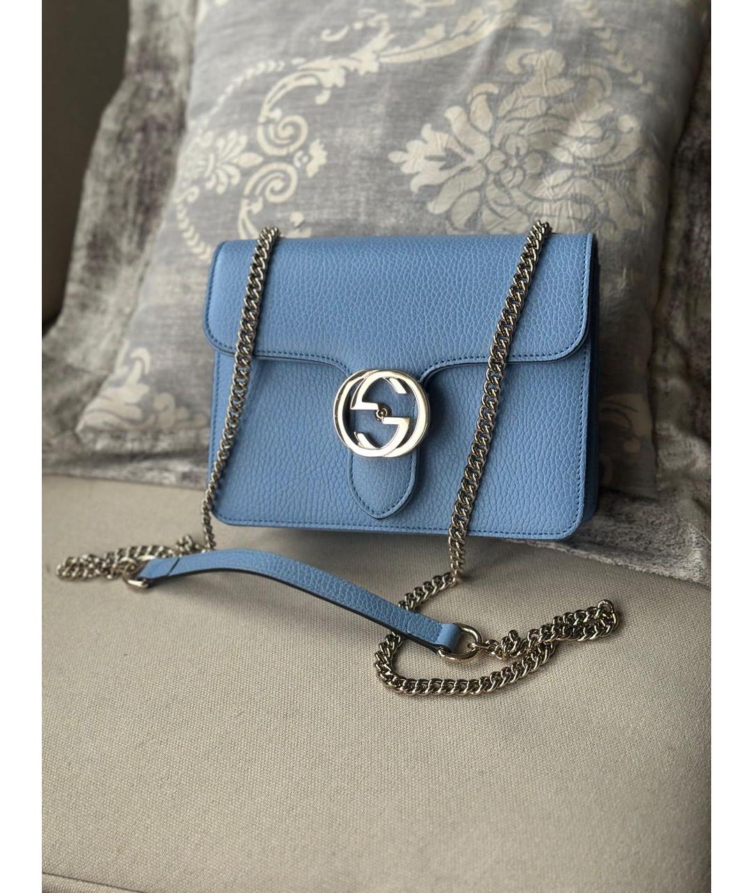 GUCCI Голубая кожаная сумка через плечо, фото 9