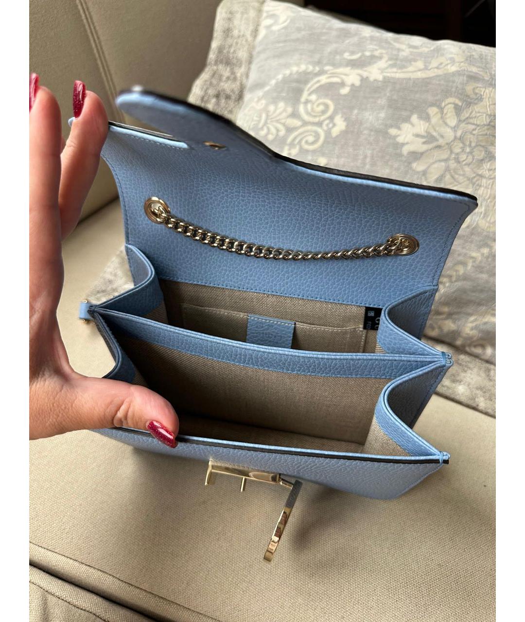 GUCCI Голубая кожаная сумка через плечо, фото 4