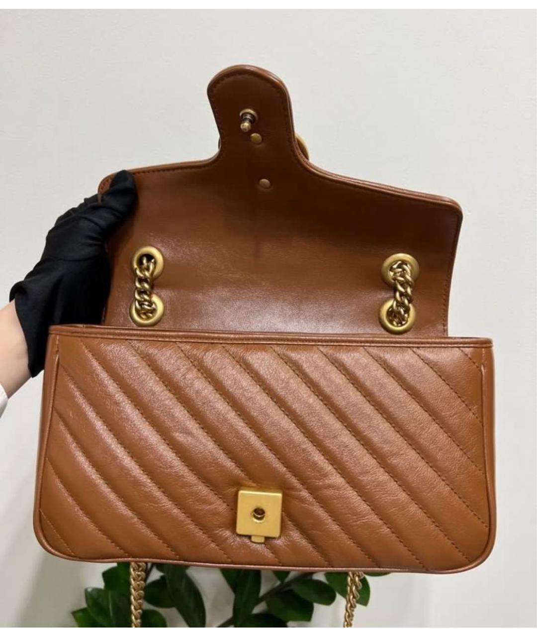 GUCCI Коричневая кожаная сумка через плечо, фото 2