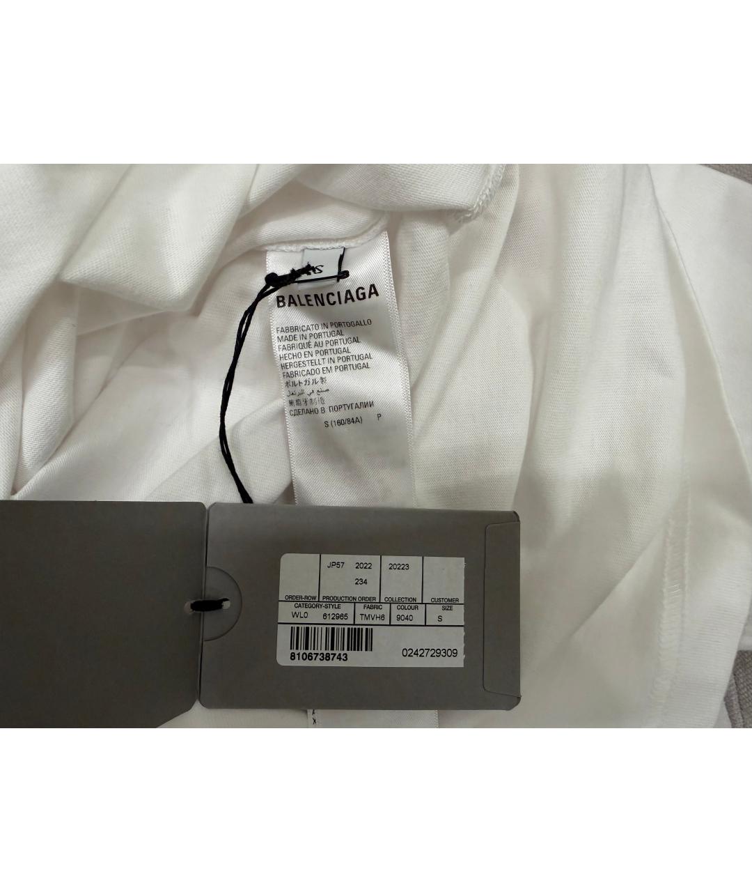 BALENCIAGA Белая хлопковая футболка, фото 5