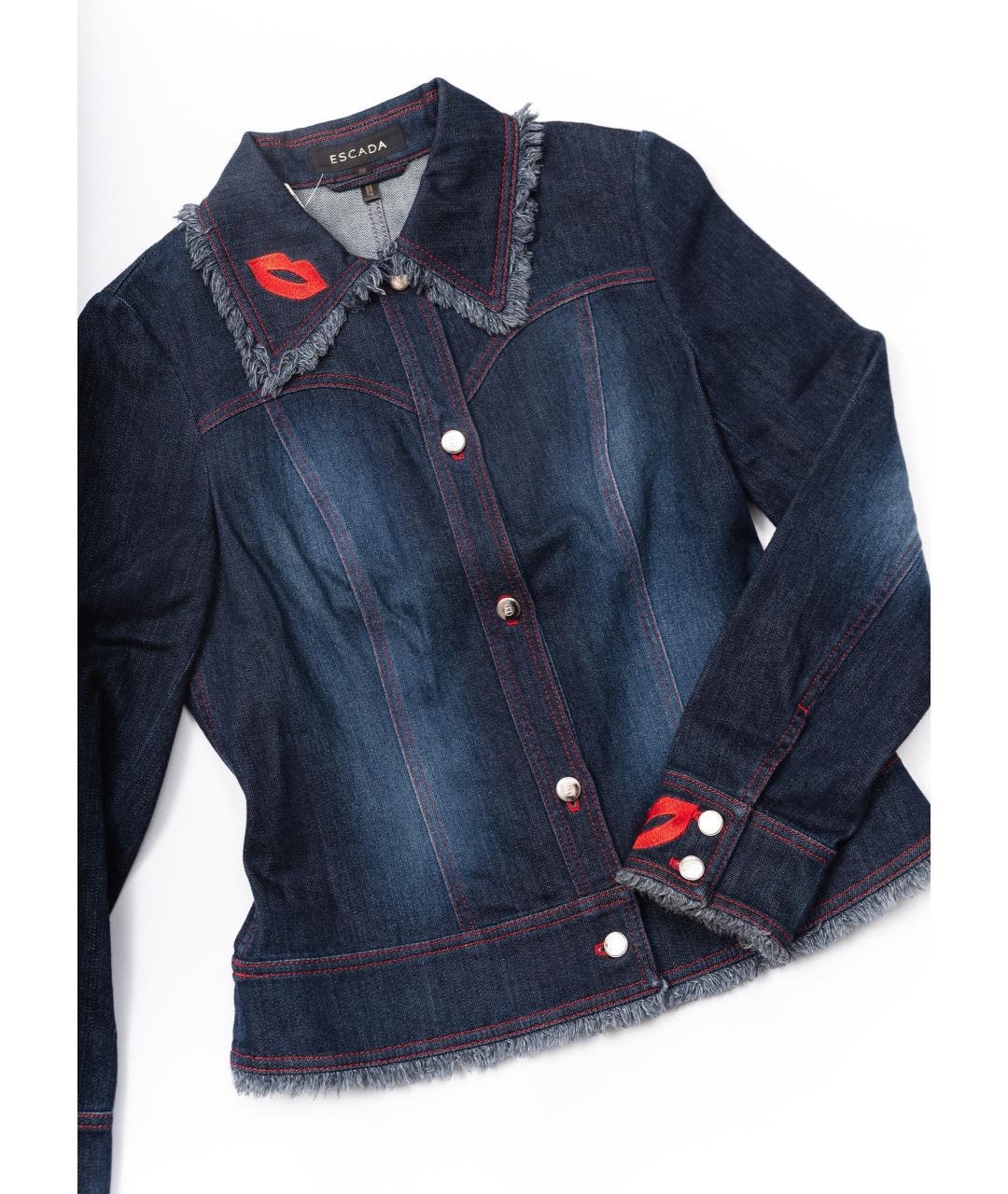 ESCADA Темно-синяя хлопко-эластановая куртка, фото 4
